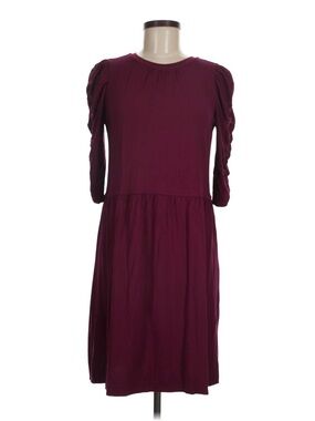 LOFT Long-Sleeve Burgundy Midi Dress